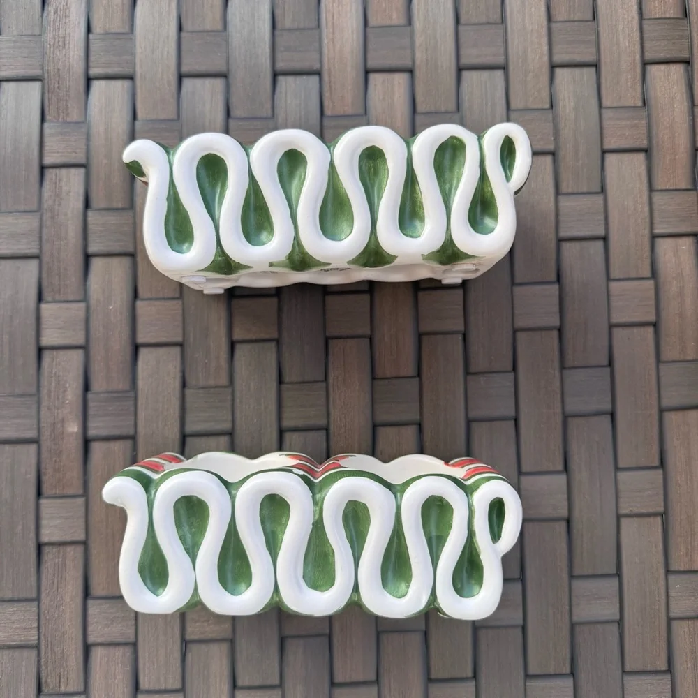 Yankee Candle‎ Christmas Candy Ceramic Tea Light Candle Holder Green Red White